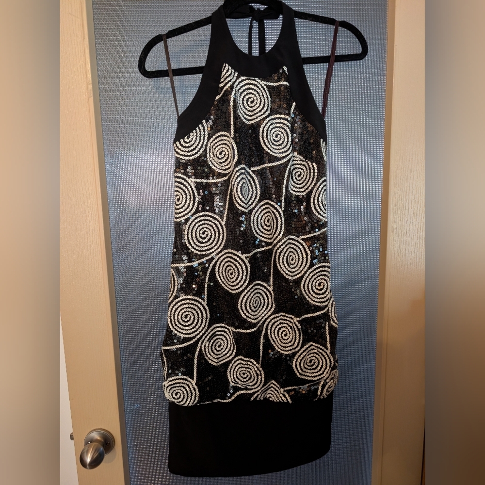 Frank Lyman Design Black and White Sequin Dress